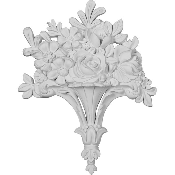 Ekena Millwork 10 5/8"W x 13 1/4"H x 1 3/4"P Flower Basket Center Onlay ONL10X13X01FB - main